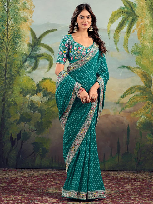 Vasthrlay Georgette Embroidery Rani Saree