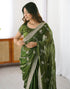 Vasthrlay Scalloped Embroidery Unstitched Lime Green Saree