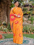 Vasthrlay Bandhani Printed Orange Saree With Unstitched Blouse Piece