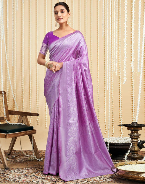 Vasthrlay Womens Banarasi Jacquard Sky Blue Saree