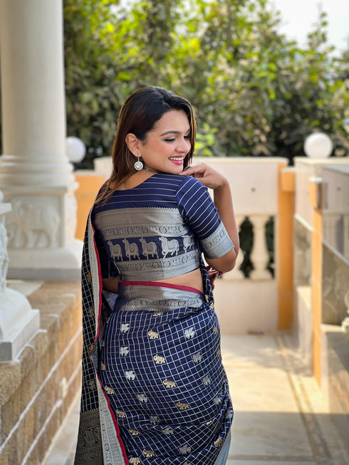 Vasthrlay Elephant Unstitched Saree