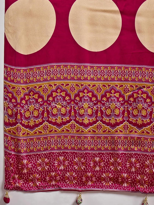 Vasthrlay Printed Tassels Cream Saree