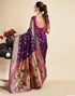 Vasthrlay Jacquard Paithani Unstitched Teal Saree