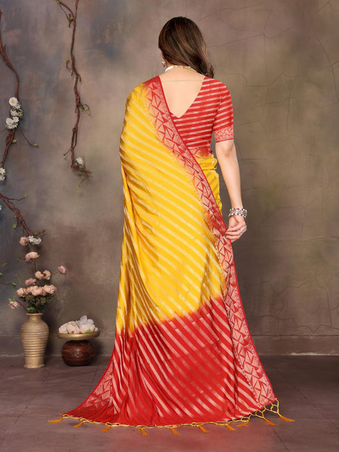 Vasthrlay Gold Banarasi Unstitched Saree