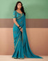 Vasthrlay Georgette Embroidery Teal Blue2 Saree With Unstitched Blouse Piece