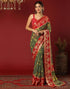 Vasthrlay Georgette Bandhani Unstitched Dark Green Saree