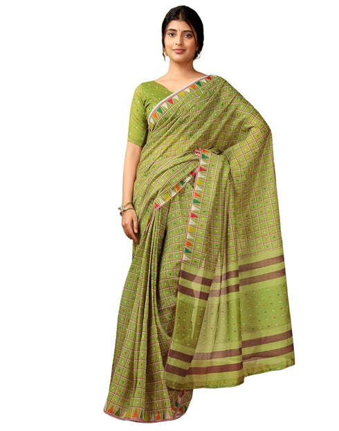 Vasthrlay Chanderi Printed Unstitched Blue Saree
