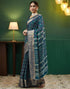 Vasthrlay Bandhani Printed Rama Blue Saree With Unstitched Blouse Piece