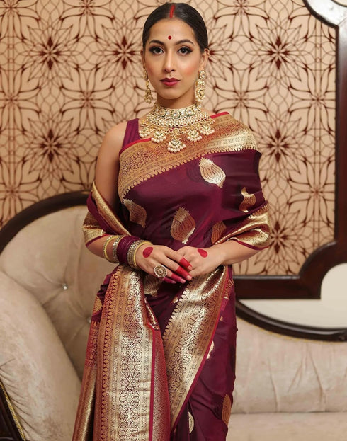 Vasthrlay Kanjivaram Banarasi Wedding Orange Saree