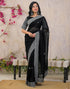 Vasthrlay Embroidery Scalloped Unstitched Maroon Saree