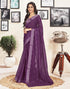 Vasthrlay Printed Striped Purple Saree With Unstitched Blouse Piece
