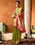Vasthrlay Paithani Banarasi Parrot Green Saree With Unstitched Blouse Piece