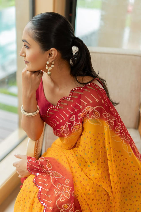 Vasthrlay Fashion Georgette Leheriya Printed Ethnic Wear