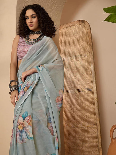 Vasthrlay Banarasi Weaving Mint Saree