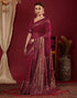 Vasthrlay Georgette Printed Rani Pink Saree With Unstitched Blouse Piece
