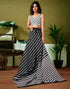 Vasthrlay Chanderi Printed Black | White Saree With Unstitched Blouse Piece