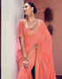 Vasthrlay Georgette Embroidery Light Orange Saree With Unstitched Blouse Piece