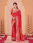 Vasthrlay Kanjivaram Jacquard Red Saree With Unstitched Blouse Piece
