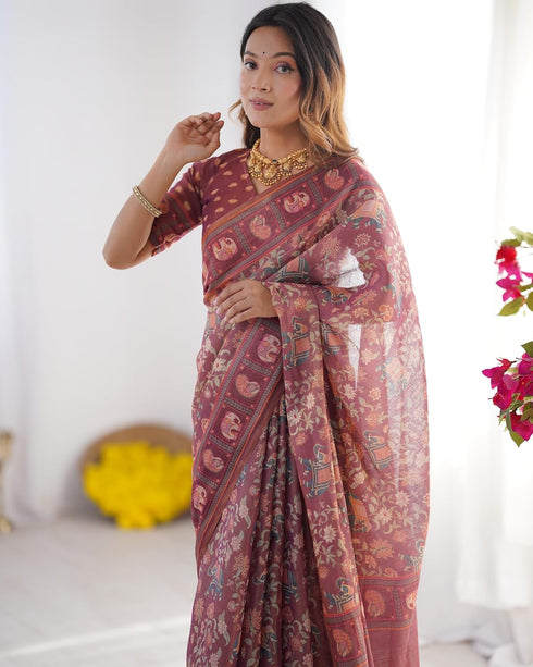 Vasthrlay Handloom Grey Green Traditional Saree