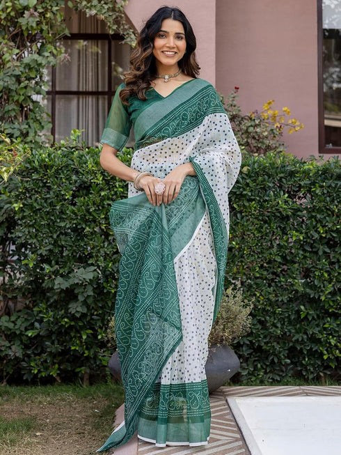 Vasthrlay Womens Printed Unstitched Multicolor Saree