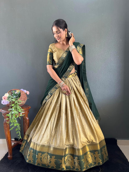 Vasthrlay Traditional Banarasi Contrasting Lemonrama