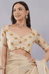Vasthrlay Off White2 Rose Botanical Printed Linen Saree With Self Woven Border And Unstitched Blouse Piece
