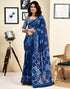 Vasthrlay Womens Printed Unstitched Dark Green Saree