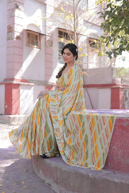 Vasthrlay Fashion Chiffon Printed Red Ethnic Wear