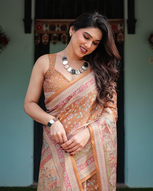 Vasthrlay Handloom Tassels Botanical Saree
