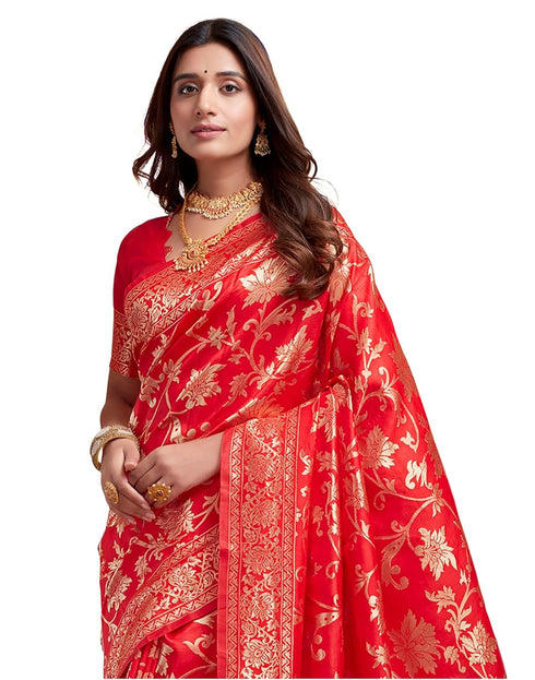 Vasthrlay Womens Jacquard Unstitched Wine Saree