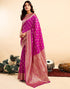 Vasthrlay Kanjivaram Banarasi Wedding Magenta Saree With Unstitched Blouse Piece