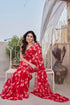 Vasthrlay Fashion Chiffon Printed Red Ethnic Wear