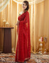 Vasthrlay Georgette Bandhani Unstitched Red Saree
