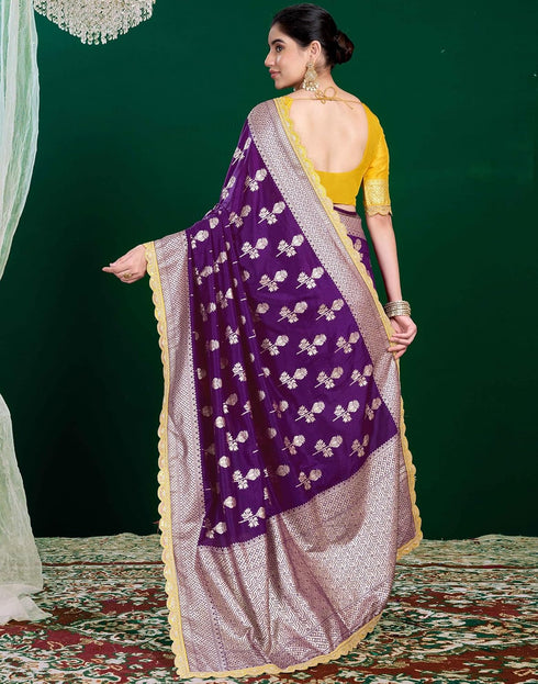 Vasthrlay Banarasi Jacquard Unstitched Pink Saree