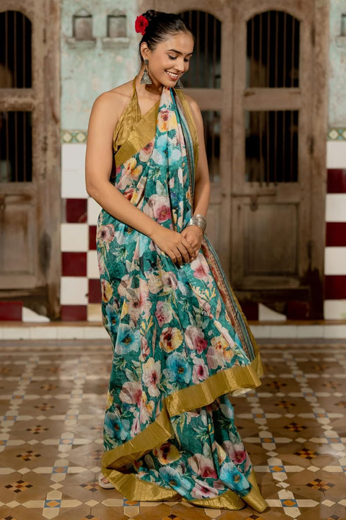 Vasthrlay Fashion Handloom Printed Dusty Ethnic Wear