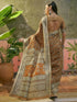 Vasthrlay Womens Printed Dark Mustard Saree With Unstitched Blouse Piece