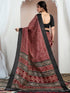 Vasthrlay Bandhani Printed Maroon Saree With Unstitched Blouse Piece