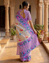 Vasthrlay Womens Printed Unstitched Navy Blue Saree