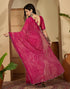 Vasthrlay Georgette Embroidery Pink Saree With Unstitched Blouse Piece