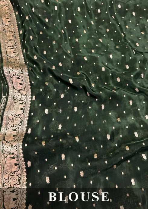 Vasthrlay Banarasi Elephant Unstitched Saree