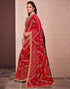 Vasthrlay Georgette Embroidery Light Red Saree With Green Unstitched Blouse Piece