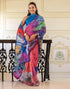 Vasthrlay Womens Printed Unstitched White Saree