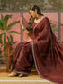 Vasthrlay Sequins Embroidery Unstitched Maroon Saree