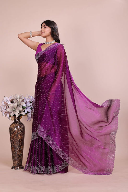 Vasthrlay Chiffon Embellished Ethnic Wear