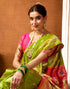 Vasthrlay Paithani Banarasi Unstitched Green Saree