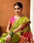 Vasthrlay Paithani Banarasi Parrot Green Saree With Unstitched Blouse Piece