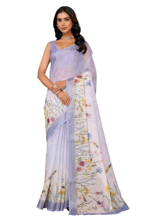 Vasthrlay Lavender Printed Saree