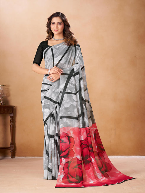 Vasthrlay Yellow Georgette Unstitched Saree