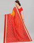 Vasthrlay Bandhani Printed Red Saree With Unstitched Blouse Piece