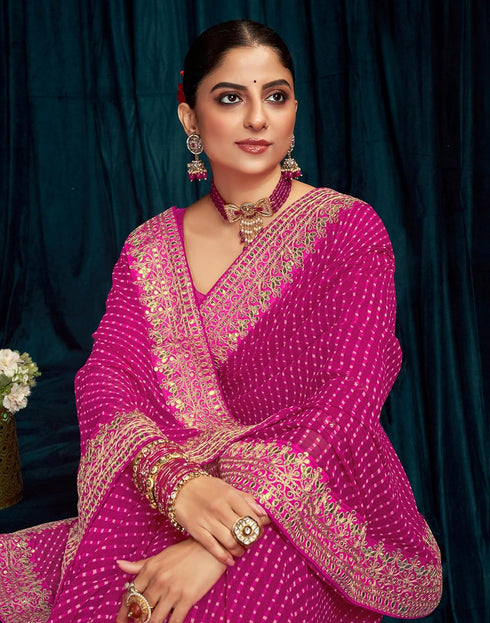 Vasthrlay Embroidery Georgette Unstitched Sky Blue Saree